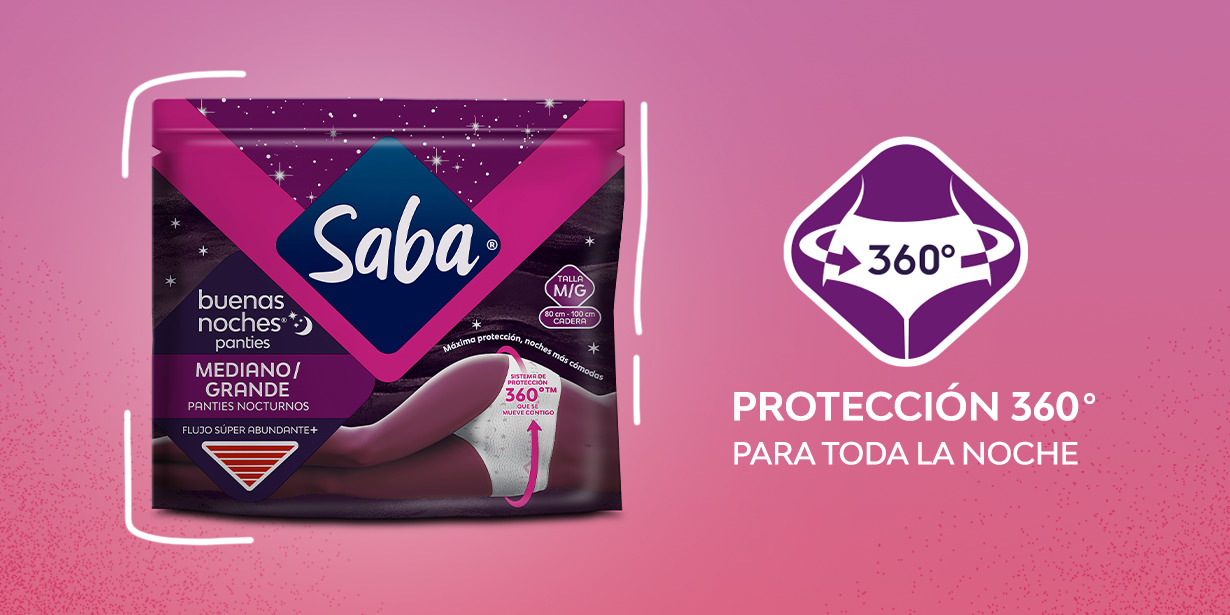 pack de Saba Buenas Noches Pantys y un ícono de protección 360